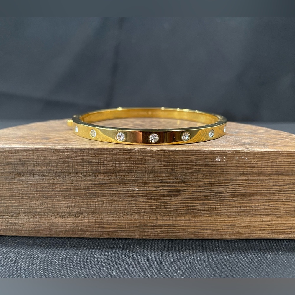 Kate Spade Gold Hinged Bracelet with Crystal Accents